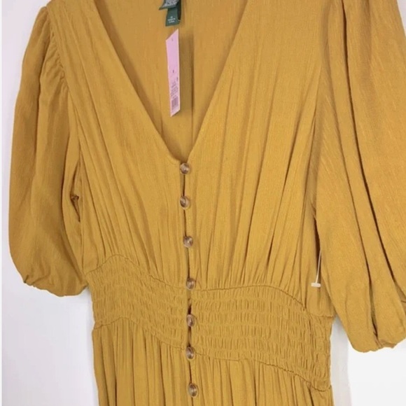 Wild Fable Target Mustard Smocked Waist Jumper Short Sleeve L - Picture 2 of 5